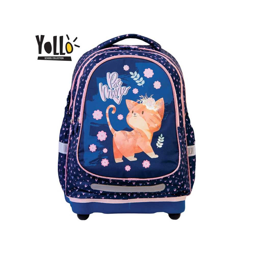 Ghiozdan imprimeu pisicuta, 38 cm, bretele ajustabile, 3 compartimente, buzunare laterale, spate anatomic - imagine 8